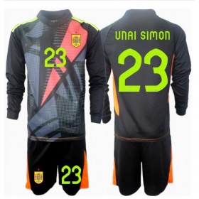 Spanien Unai Simon #23 Målvakt Borta Kläder Barn EM 2024 Långärmad (+ Korta byxor)